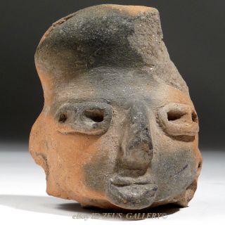 Pre Columbian Pottery Female Fertility Figure Head Large Solid Preclassic Mexico photo