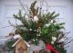 Christmas Holiday Seasonal Winter Birdhouse,  Cardinal Floral Door Wreath Primitives photo 1