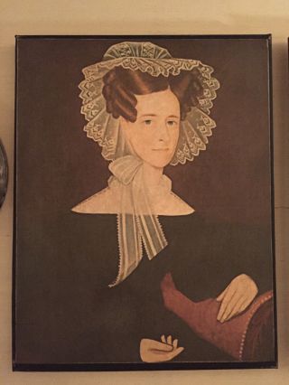 Primitive Portrait Of Mrs.  Day Mounted On Canvas photo