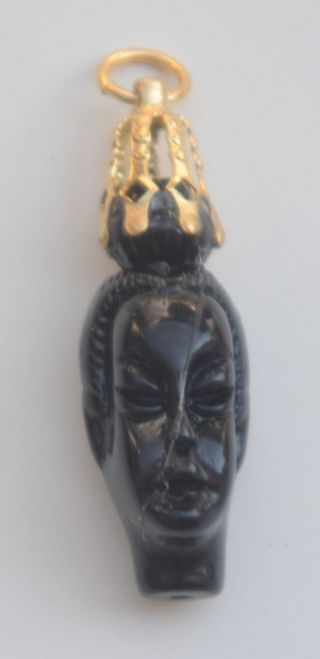 Azabache Black African Head (madama Africana) With Golden Crown photo