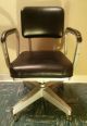 Vtg Industrial Steampunk Metal Executive Task Chair Swivel Office Desk Rolling 1900-1950 photo 1