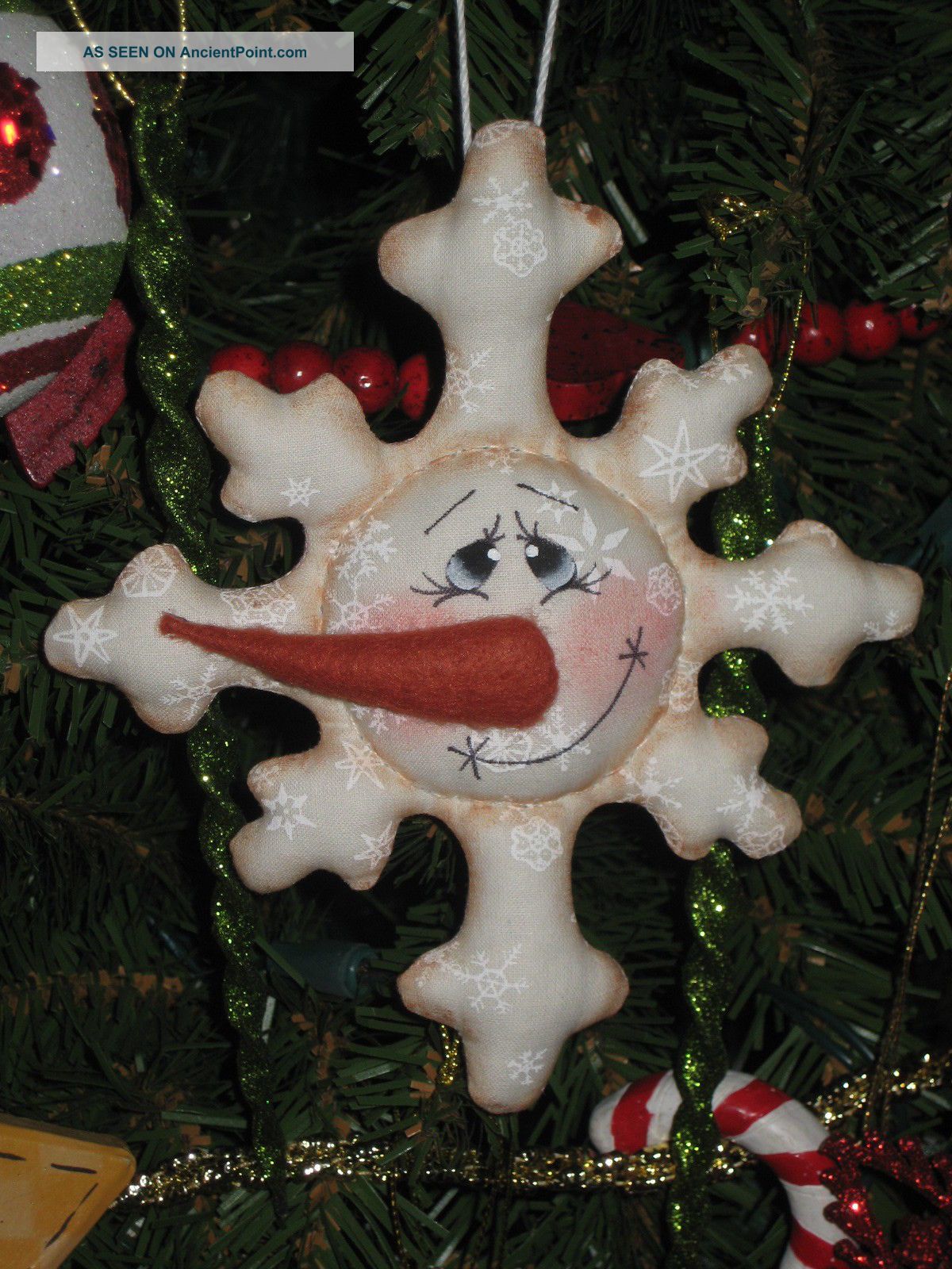 Primitive Hc Christmas Snowflake Snowman Doll Bowl Filler Ornie Primitives photo