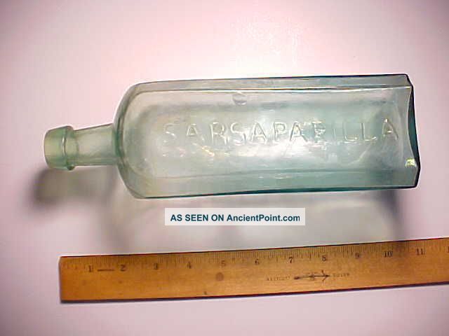 1860s Dr.  Hair ' S Sarsaparilla Large Aqua Bottle Open Pontil Prob.  Cincinnati Vg Bottles & Jars photo