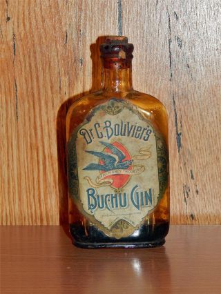 Antique Cure - All 1904 Label Bouvier ' S Buchu Gin Cork Top Bottle Quack Medicine photo
