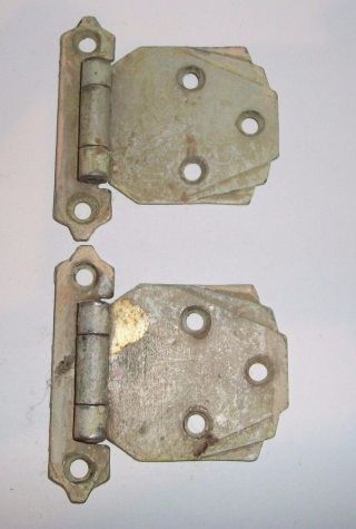 1 Pair - Vintage Rockford Art Deco Cabinet Door Hinges - Surface Mount - Usa Made photo