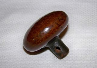 Antique Brown Spattered Mineral? Ceramic Glazed Vintage Door - Knob W/cast Base photo
