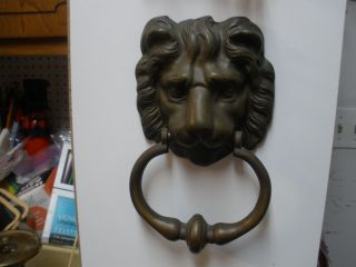 Vintage Harrogate Lion Brass Head Door Knocker And Striker England photo
