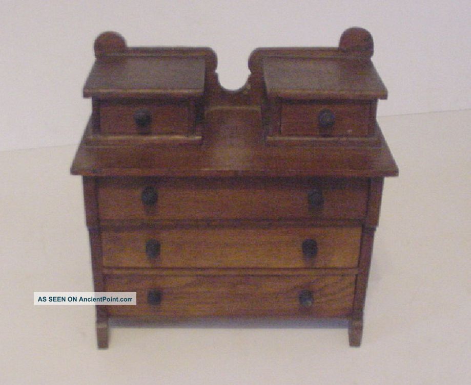 Antique Wood Dresser Chest Salesman Sample Doll Furniture Childs Toy Very Old 1800-1899 photo
