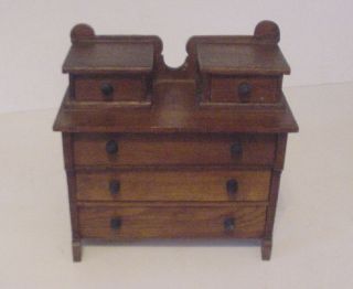 Antique Wood Dresser Chest Salesman Sample Doll Furniture Childs Toy Very Old photo