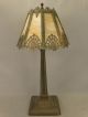 Antique Art Deco 1920 ' S Spider Web Metal Filigree Slag Glass Parlor Boudoir Lamp Lamps photo 1