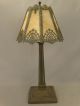 Antique Art Deco 1920 ' S Spider Web Metal Filigree Slag Glass Parlor Boudoir Lamp Lamps photo 2