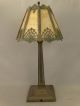 Antique Art Deco 1920 ' S Spider Web Metal Filigree Slag Glass Parlor Boudoir Lamp Lamps photo 3