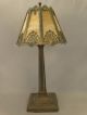 Antique Art Deco 1920 ' S Spider Web Metal Filigree Slag Glass Parlor Boudoir Lamp Lamps photo 4