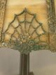Antique Art Deco 1920 ' S Spider Web Metal Filigree Slag Glass Parlor Boudoir Lamp Lamps photo 5
