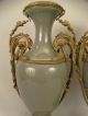 Pair (2) Antique Victorian Style Bronzed Ormolu Porcelain Mantel Garniture Vase Vases photo 1