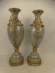 Pair (2) Antique Victorian Style Bronzed Ormolu Porcelain Mantel Garniture Vase Vases photo 7