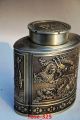 Chinese Silver Copper Handmade Dragon＆phoenix Tea Caddy Tea Caddies photo 3
