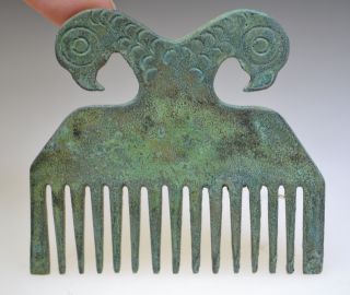 Roman Bronze Zoomorphic Comb Eagle Heads photo