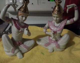 Porcelain Girl Figurine Hindu Indian Woman Porcelan Vintage Yoga Guru Decor Doll photo