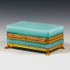 Antique French Light Turquois Opaline Glass Hinged Jewelry Box Casket Diamond Other Antique Glass photo 3