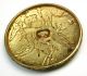 Lg Sz Antique Stamped Brass Button Art Nouveau Crane Bird Design Buttons photo 1