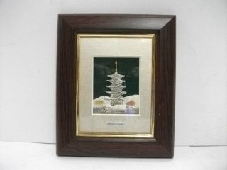 Pure Silver.  Picture Mounting.  Five - Storied Pagoda.  Silver999.  Takehiko ' S Work. photo