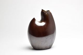 Chick Shaped Japanese Bronze / Copper Alloy Vase By Nakajima Yasumi Ii photo