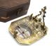 Solid Brass Pendulum Sundial And Compass In Hardwood Box - Brass Sundial Compass Other Maritime Antiques photo 2
