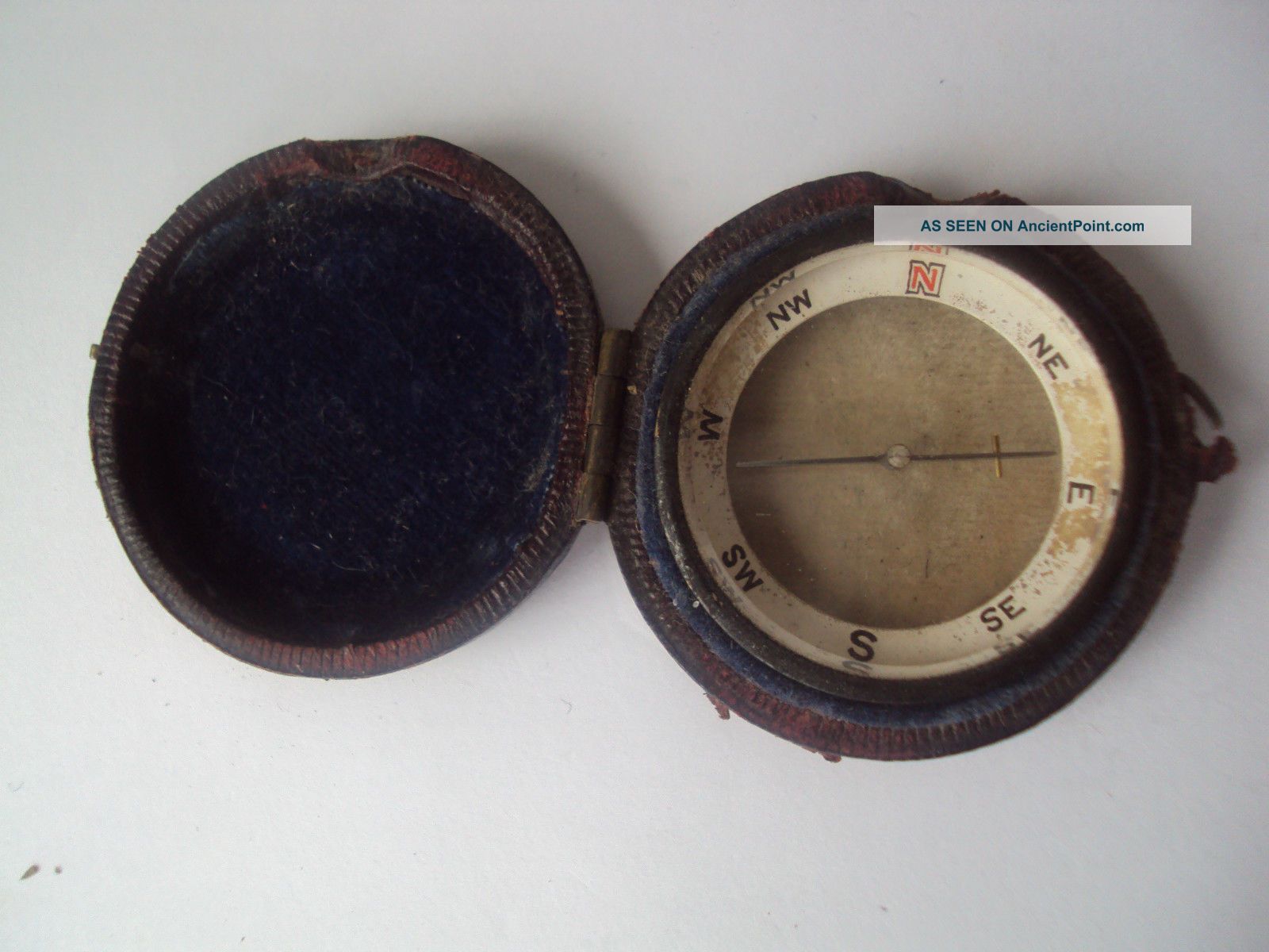 Antique Pocket Compass & Leather Case @ 1900 Other Antique Science Equip photo