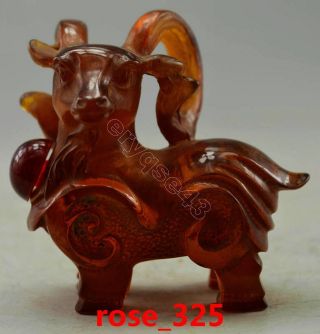 Asia Collectible Decorated Old Handwork Resin Carved Goat Snuff Bottle photo