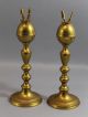 Pair Antique 1840s Brass Whale Oil Lamps W/ Burners,  Nr Primitives photo 2