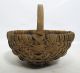 Antique Late 19th C Primitive Small Handwoven Gathering Buttocks Basket 11 Yqz Primitives photo 2