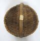 Antique Late 19th C Primitive Small Handwoven Gathering Buttocks Basket 11 Yqz Primitives photo 4