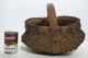 Antique Late 19th C Primitive Small Handwoven Gathering Buttocks Basket 10 Yqz Primitives photo 1