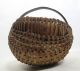 Antique Late 19th C Primitive Small Handwoven Gathering Buttocks Basket 10 Yqz Primitives photo 4