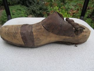 Old Antique Primitive Hand Made Wooden Shoe Tree For Shoes photo