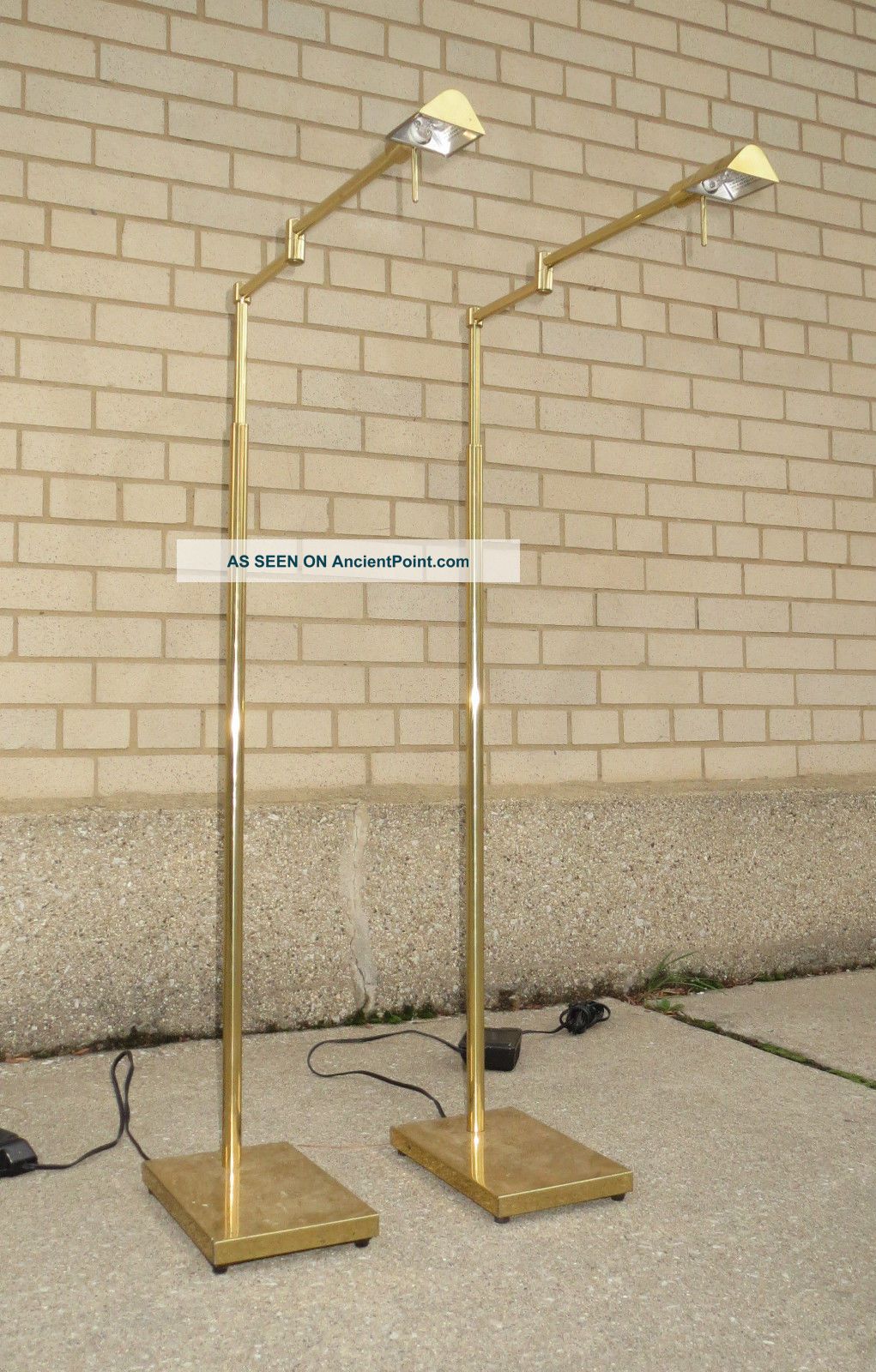 Pair Relco Italian Mid Century Koch Lowy Style Brass Reading Floor Lamps Mid-Century Modernism photo