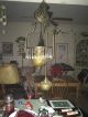 Antique Oil Converted To Elect.  Lamp With Weight Prisms Globe Other Antique Home & Hearth photo 2