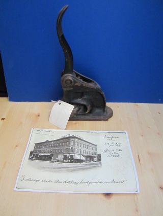 Notary Seal Abbott Hotel Denver Cast Iron Steampunk Stamp photo