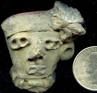 Pre - Columbian Michoacan Mexico Clay Figure Head,  Ca; 500 - 300 Bc photo