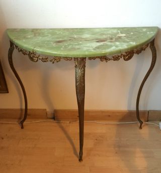 Mid 20th Century Faux Marble Half Moon Side Table photo