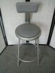 Vtg Metal Industrial Drafting Chair Shop Stool Machine Age Foot Rest Padded Seat Post-1950 photo 1