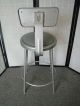 Vtg Metal Industrial Drafting Chair Shop Stool Machine Age Foot Rest Padded Seat Post-1950 photo 5