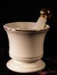 Pharmacy And Country Store Advertising Mortar & Pestle White & Gold Antique Mortar & Pestles photo 3