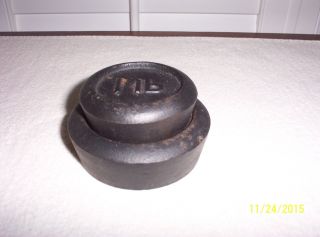 Antique Cast Iron Stacking Balance Scale Weights - 1lb & 2lb Signed photo