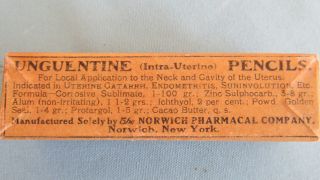 Box Unguentine Pencils - Uterine Catarrh - Old Stock - 1910 ' S photo