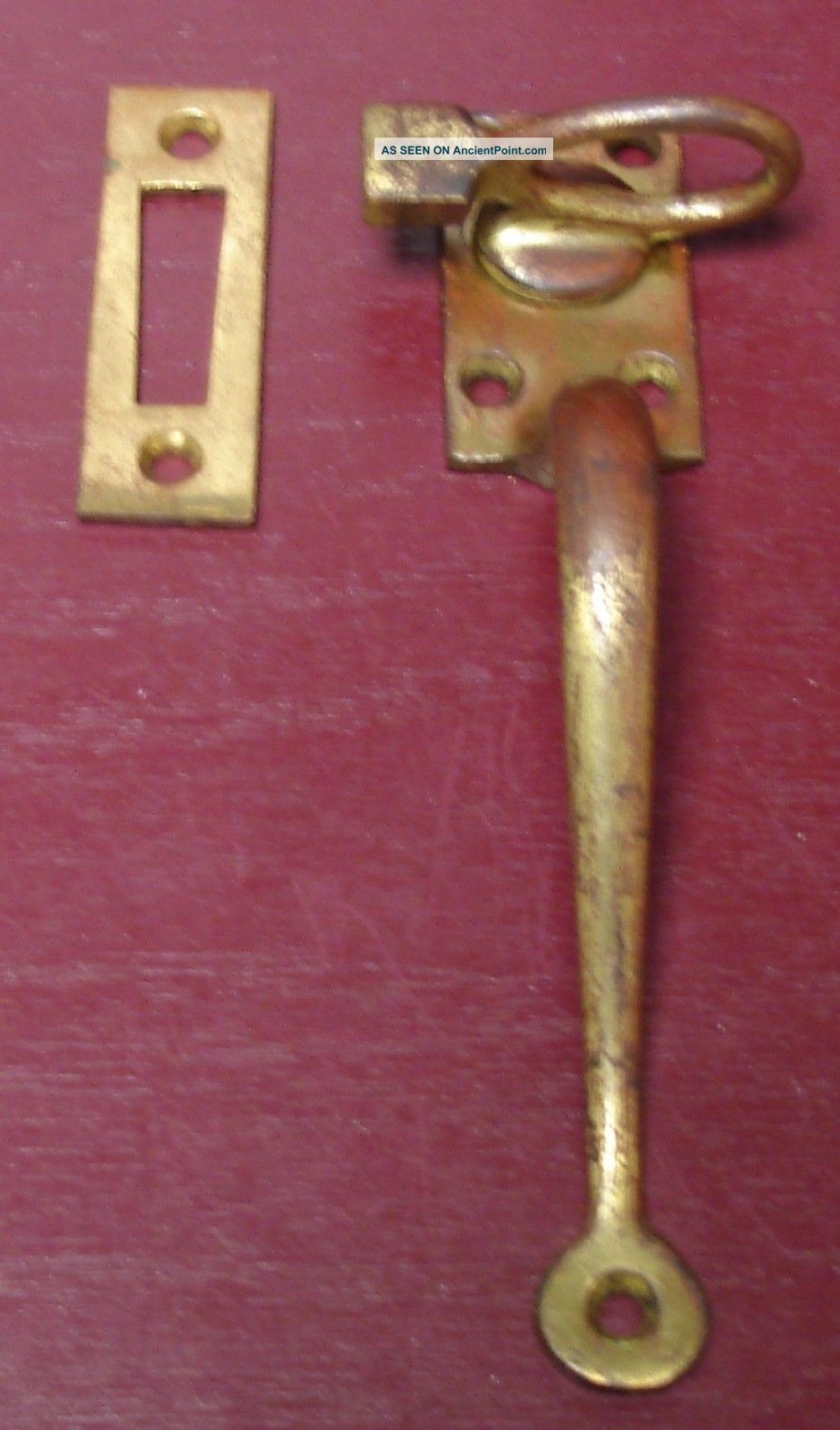 4 Large Antique Victorian Solid Cast Brass Window Cabinet Latch Lock 0 Other Antique Hardware photo