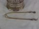 Vintage Pickle Castor & Tongs,  Silverplate W/brass Trim Other Antique Silverplate photo 1