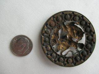 2467 – I –stunning Xl “satyr On A Lion” Antique Brass Button 16 Cut Steel Border photo