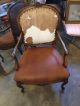 Antique C.  1930s Re - Upholstered Cowhide And Leather Pair Parlor Chairs 1900-1950 photo 4